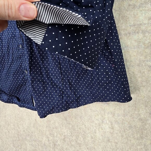 Lane Bryant Womens Button Down Navy Polka Dot Shirt Size 26 Cotton Blend - Picture 3 of 7